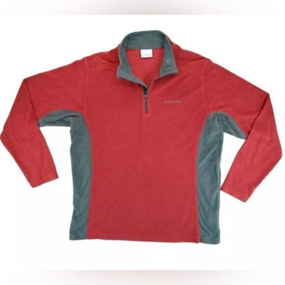 EUC Columbia Men’s Klamath Range II Half Zip Fleece Pullover Red Gray - Size S - Picture 1 of 6
